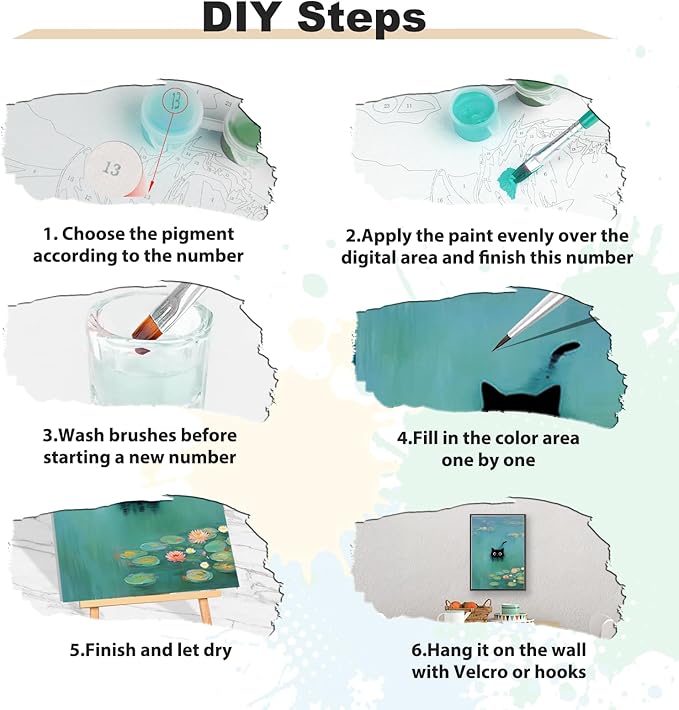 EOBROMD Framed Paint by Numbers Kits for Adults - Wooden Easel, Cat Lake DIY Painting Kits for Adults Beginner, Painting on Stretched Canvas Oil Paint by Numbers for Home Decor Gift 10x14 Inch