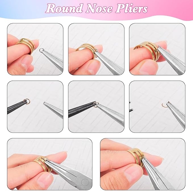 5Pcs Jewelry Pliers Set Jewelry Making Pliers Tools Kit Include Jewelry Making Needle Nose Chain Nose Round Bent Pliers Wire Cutter for Bracelet Beading DIY Craft Jewelry Making Supplies
