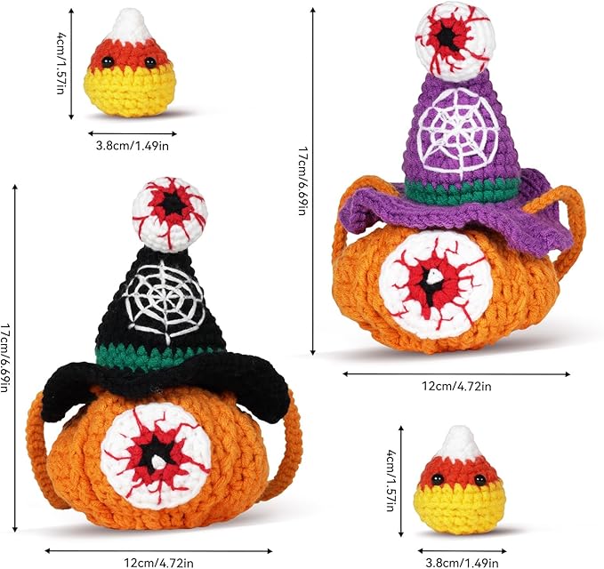 Sinyon Beginner Crochet Kit with Video Tutorials - Pumpkin Candy Bag Crochet Patterns, 40%+ Premium Yarn, Complete Crocheting Tools for Adults & Kids - DIY Craft Gift for Birthdays, Holloween (Purple)