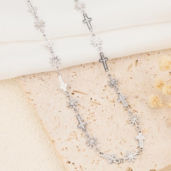 GTVOODX Stainless Steel Chain Bulk 4 Meters Thick Chunky Cross Flower Link Chain Roll for Permanent Jewelry Making Necklace Bracelet DIY
