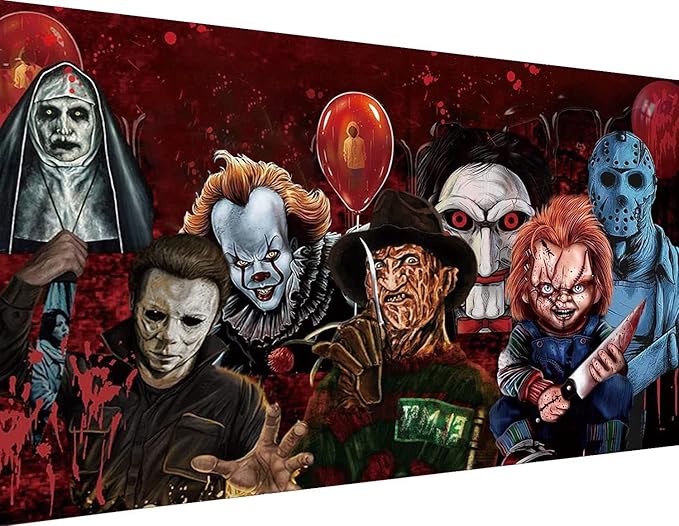 KYOQFVN Halloween Diamond Painting Kits for Adults,5D Full Round Diamond Halloween Clown Diamond Art Kit, Large Dots Diamond Painting for Beginners, DIY Beads for Home Wall Decor, 27.5" x 15"