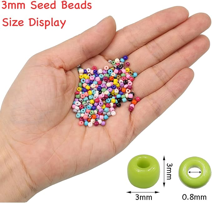 Bala&Fillic Opaque Black Color 3mm Seed Beads About 3600pcs/100Grams in Bag, 8/0 Glass Craft Beads for Making Bracelet and Necklace (Black)