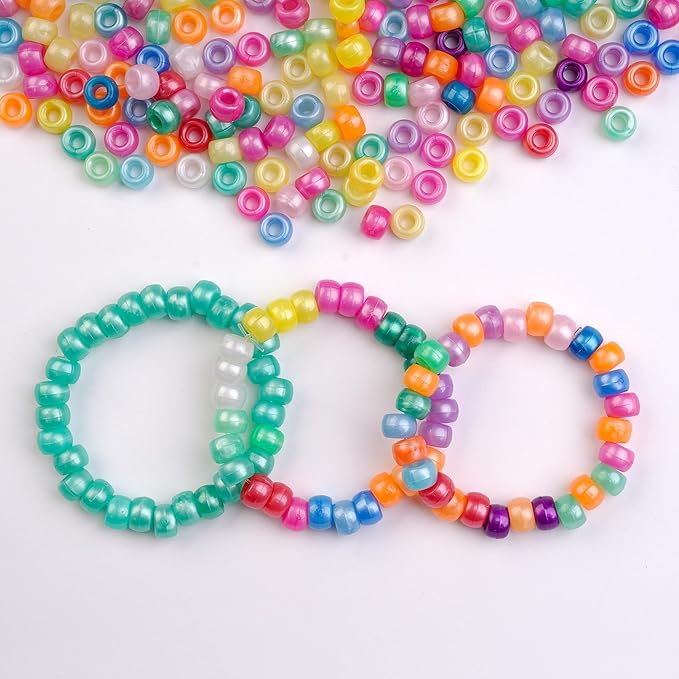 1000pcs Pony Beads, 15 Color Kandi Beads for Bracelets Making Kit, Hair Braids Crafts Jewelry Making Crafts Friendship Necklace Earrings DIY (Pearlescent Mixed Color)