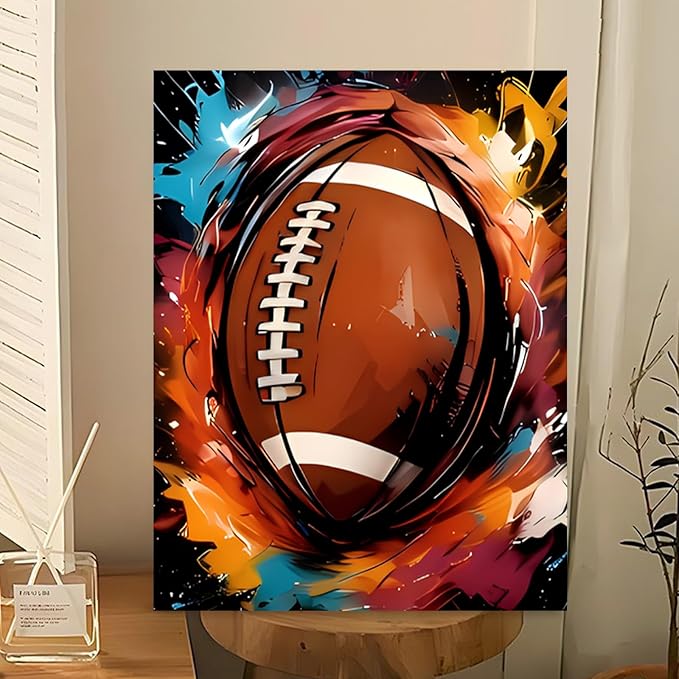 Reivworl Paint by Numbers Kit for Kids - with Frame and Easel, Football Paint by Number Kids Age 6-8-12 Boys Girls, Paint by Numbers for Gifts and Decor (9.5X12Inch)
