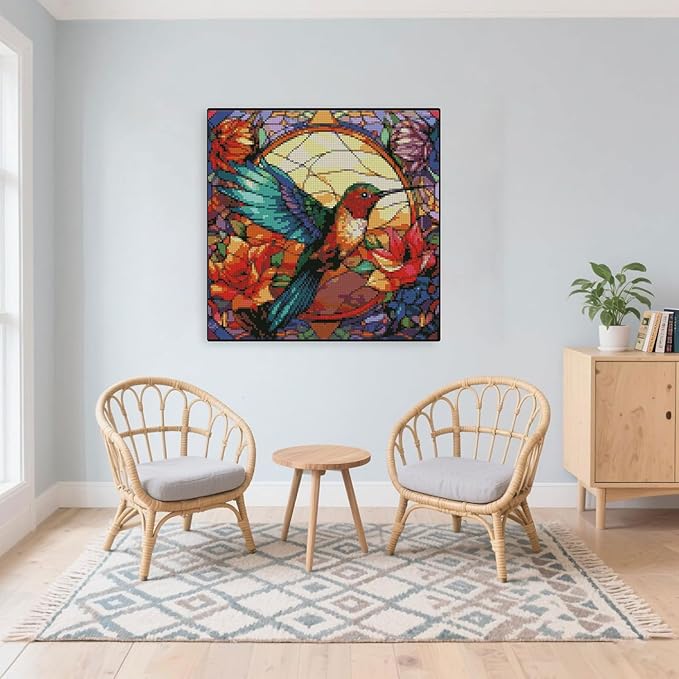 hummingbird stamped cross stitch kits hummingbird cross stitch patterns,dimensions cross stitch kits embroidery kit arts and crafts for beginners 13.7x13.7 inch