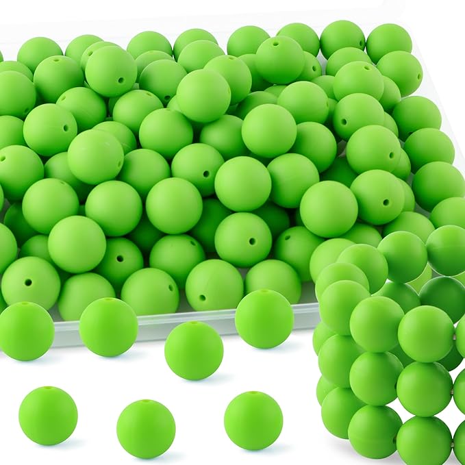 65Pcs 19mm Silicone Beads for Keychain Making Bracelet Necklace, Bulk Round Silicone Beads for Pens（Chartreuse）