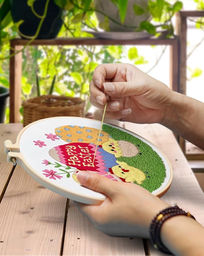 TINDTOP 3 Pack Embroidery Kit for Adult, Embroidery Stitch Practice kit Include Embroidery Cloth Hoops Threads Hand Stitch for Craft Lover