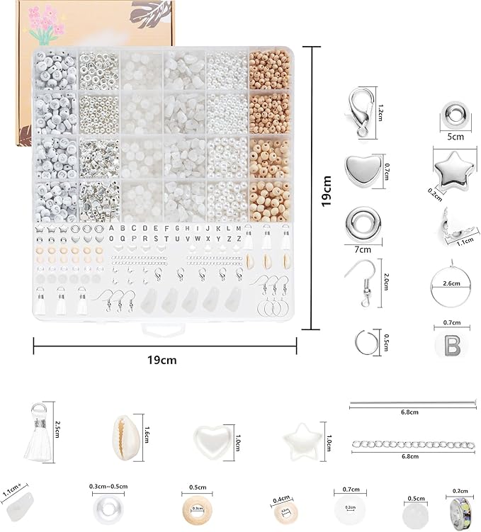 xyliise bracelet making kit natürliche perlen set for adults beads for bracelets silver jewelry making supplies diy jewelry necklace earrings (cz006-white jade)