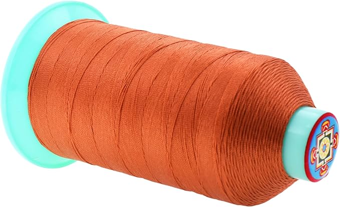 Mandala Crafts Size 138 420D T135 Bonded Nylon Thread - Burnt Orange 1250 YDs Tex 135 Heavy Duty Sewing Threads for Leather, Jeans, Weaving, Outdoor Marine Upholstery