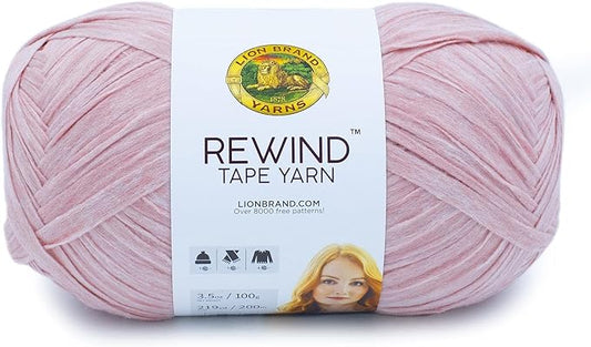 Lion Brand Yarn, Bulky Tape Rewind Yarn for Knitting and Crocheting, Mahogany Rose, 1 Pack