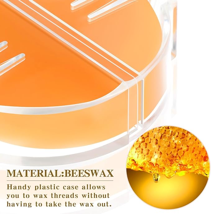 Maitys 2 Pcs Thread Wax Thread Conditioner Beeswax for Hand Sewing Embroidery Beeswax Floss Conditioner for Quilting Sewing Strengthening Line Embroidery Wax (Deep Yellow,Clear Case)