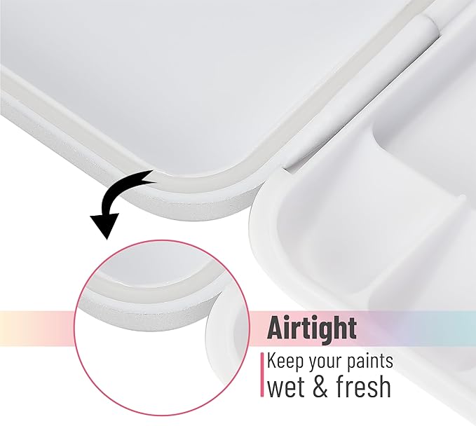Mr. Pen Airtight Watercolor Palettes - 4 Pack, 18 Wells and 2 Mixing Areas, Folding Paint Tray with Lid