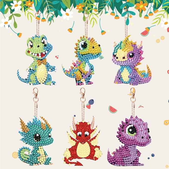 Diamond Painting Keychains Kits, Double Sided Diamond Art Keyrings for Adults, DIY Art Key Rings Ornaments Kits