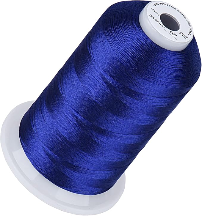 Simthread 5500Yds Embroidery Thread, 5000M High-Yardage 40WT 100% Polyester Thread – 170+ Vivid Colors, High-Speed Rated – Compatible with Brother, Singer, Janome & More - Prussian Blue 007
