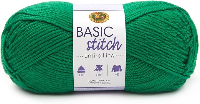 Lion Brand Yarn Basic Stitch Anti-Pilling Knitting Yarn, Yarn for Crocheting, 1-Pack, Grass