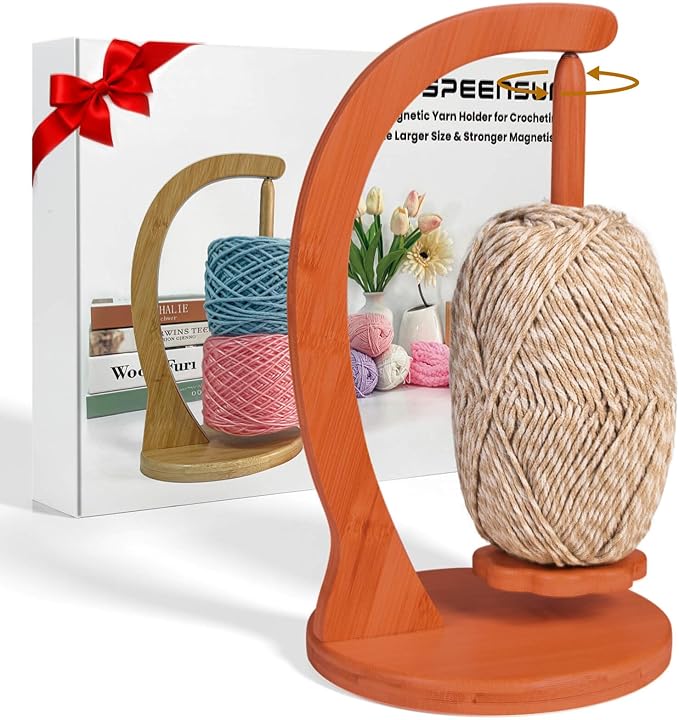 SPEENSUN Yarn Holder for Crocheting, Crochet Yarn Holder, Upgrade Larger Size & Magnetic Yarn Ball Holder for Most Yarns, Rotating Yarn Holder Hold Yarn Up to 1.1 lbs with Packaging Box