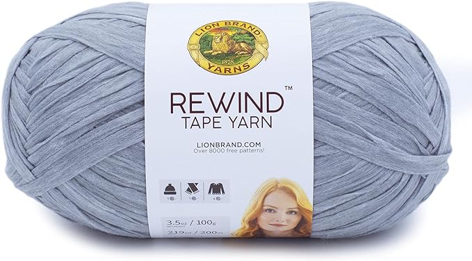 Lion Brand Yarn, Bulky Tape Rewind Yarn for Knitting and Crocheting, Arctic Ice, 1 Pack