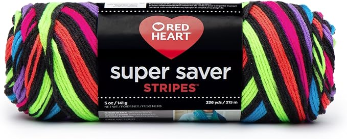 RED HEART Super Saver Yarn, Neon Stripes