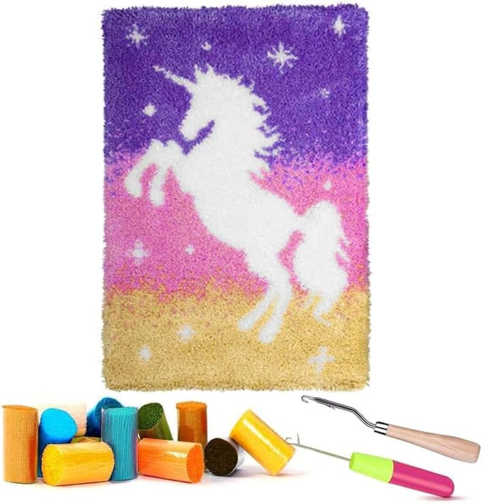 Puzamen Latch Hook Rugs Kits for Adults Beginners, 16 * 24inch Large Latch Hook Rug Making Kit with Precut Yarns Coded Canvas