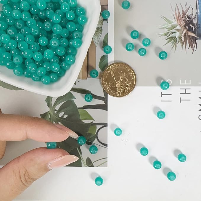 6mm Round Glass Beads for Jewelry Making, 900Pcs Glass Seed Beads for Bracelets, DIY Crafts (Turquoise)