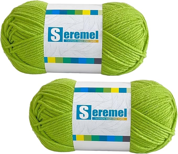 2 Pcs Soft Fluffy Acrylic Yarn for Crocheting and Knitting #4Worsted Weight Yarn-2x50g/2x 142Yards Perfect for Crafts, Blankets Hats, Gloves, Scarf (Tender Green)