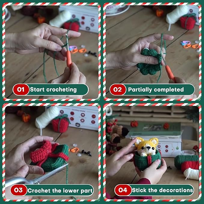 Crochet Set - Beginner Friendly Crochet Set with Step-by-Step Teaching Videos and Crochet Pattern Manuals (Christmas Corgi)