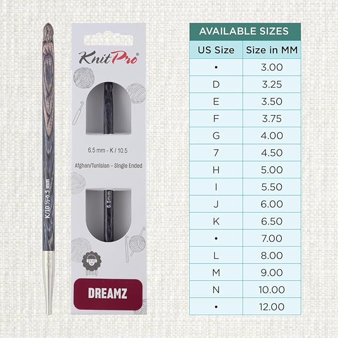 KnitPro Dreamz Afghan/Tunisian Crochet Hook | US Size K (6.5mm)
