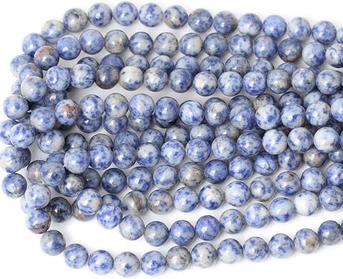 cheavian 35pcs 10mm natural blue white sodalite gemstone round loose beads for jewelry making 1 strand 15"