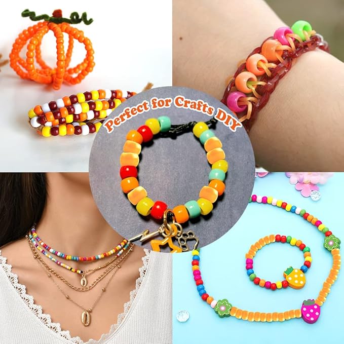 QPIXVB 1100pcs Pony Beads,Beads for Jewelry Making,Friendship Bracelet Bead Kit,Hair Beads Bead for Crafts,Bracelets Making,Necklace Keychain