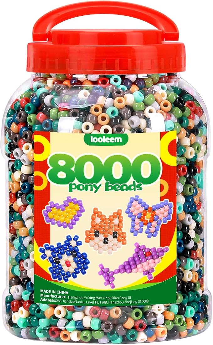iooleem pony beads(8000pcs earth-tone colored), beading supplies, friendship bracelets making, king size