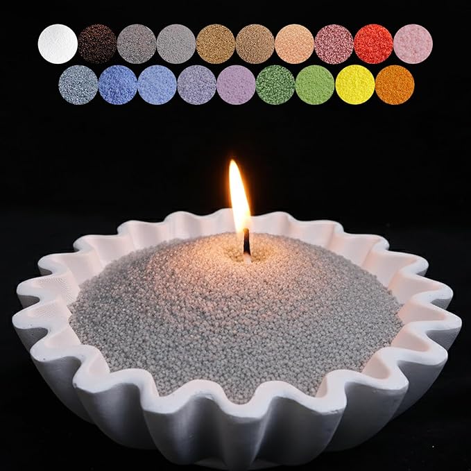 Aufien Candle Sand with Wicks, 21.4 Oz Pearled Candle, DIY Bead Powder Sand Wax Making kit Refillable Non Toxic for Handmade, Mother's Day Wedding and Halloween Christmas Decorations Light Gray