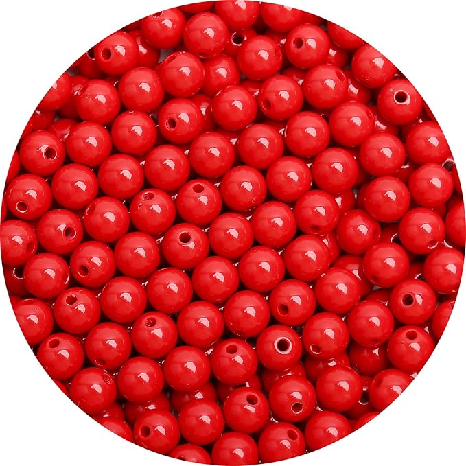 bonny boxx 40pcs 20mm smooth red acrylic round beads, plastic resin bubblegum balls chunky gumball beads for necklace and bracelet making, crafting supplies