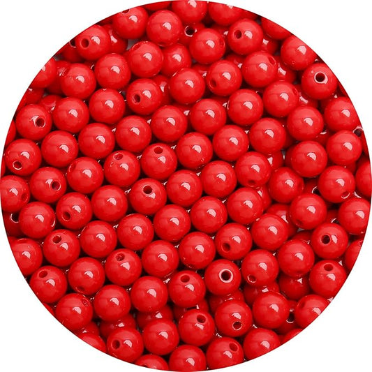 bonny boxx 100pcs 12mm smooth red acrylic round beads, plastic resin bubblegum balls chunky gumball beads for necklace and bracelet making, crafting supplies