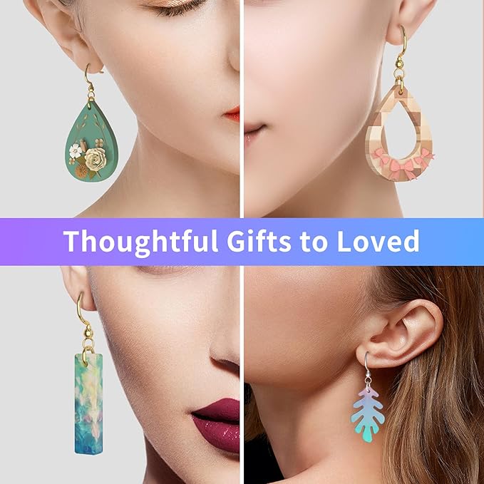 RESIN GO Epoxy Resin Earring Molds, 328 PCs UV Resin Jewelry Molds Kit with Holes, Variety Shapes Keychain Pendant Necklace Bundle Complete Set Clearance, Silicone Molds for Teen Female