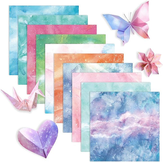 200 Sheets Origami Paper, Fantasy Starry Sky Origami Paper Double Sided,10 Designs Origami Kit Squares for Scrapbook Decor, Folding Crafts Kids DIY School Arts Crafts Projects(3.74*3.74in)