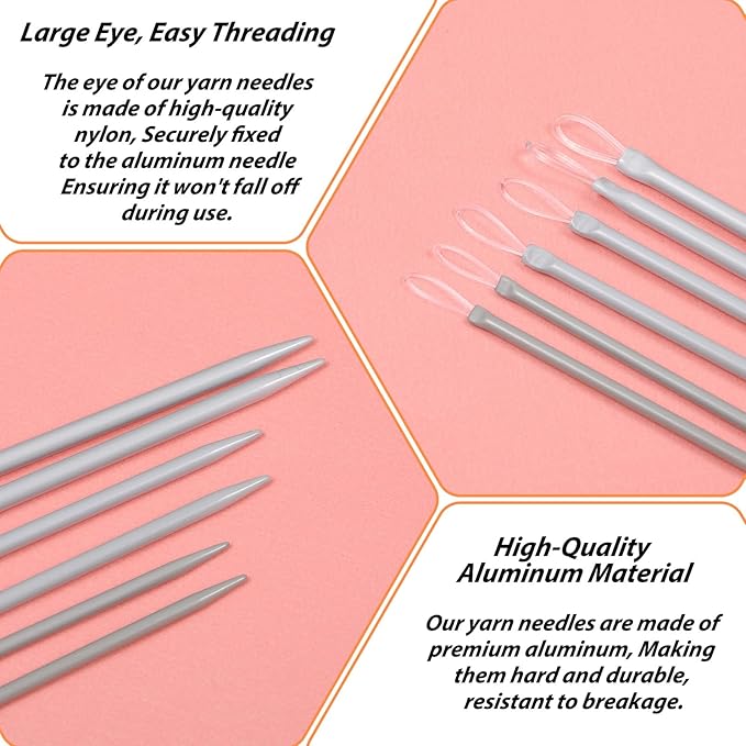 6 Pcs Wool Needles, Nylon Thread Rope Threader Yarn Thread Large Eye Wool Needle Threader Needle Knitting Tool for Knitting, Crocheting, Weaving