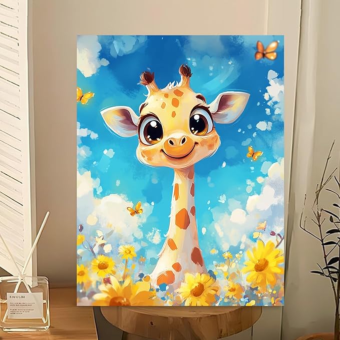 Reivworl Paint by Numbers Kit for Kids - with Frame and Easel, Deer Paint by Number Kids Age 6-8-12 Boys Girls, Paint by Numbers for Gifts and Decor (9.5X12Inch)