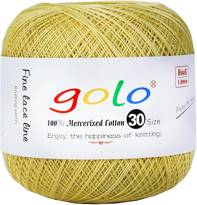 golo Crochet Thread Size 30 Yarn for Hand Kniting Yarn for Tatting Yellow 272
