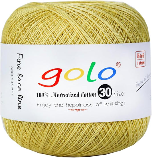 golo Crochet Thread Size 30 Yarn for Hand Kniting Yarn for Tatting Yellow 272