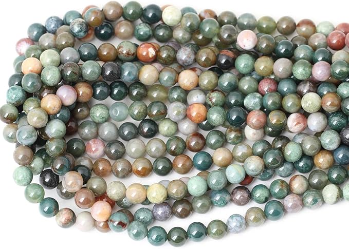 45PCS 8mm Natural Indian Agate Gemstone Round Loose Beads for Jewelry Making DIY 1 Strand 15"