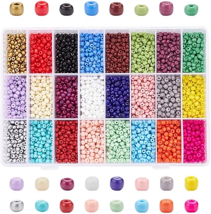 3600 Pcs 4mm Glass Seed Beads Bracelet Making Kit, Small Beads Friendship Jewelry Craft Kit with Lobster Clasps, Jump Rings & Elastic Cord, DIY Art Craft Gift for Girls