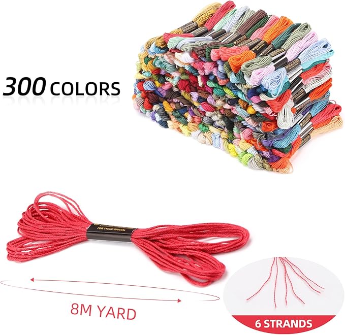 300 Colors Embroidery Floss Kit - Premium Friendship Bracelet String and Yarn for Crafts, Durable Embroidery Thread for DIY Projects