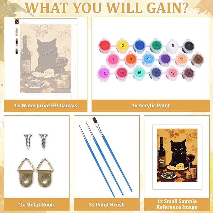 MAXBYE Funny Cats Paint by Numbers Kits for Adults Beginners, Black Cat Poker Night Paint by Number for Adults,Easy Canvas Paint by Numbers for Home Wall Decoration and Gifts 12x16inch