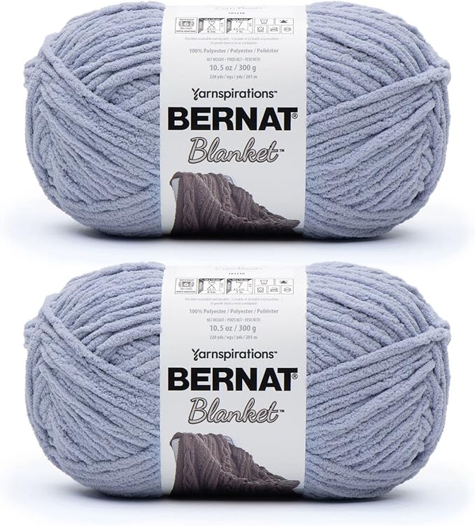 Bernat Baby Blanket 300g Cornflower Yarn - 2 Pack of 300g/10.5oz - Polyester - 6 Super Bulky - Knitting/Crochet