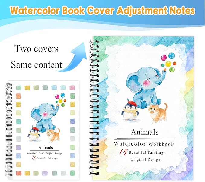 SLWBZ Watercolor Workbooks Coloring Book, Beginner Friendly Painting Kit, Easy Exquisite with Steps, Creative Exploration Watercolor Book for Adults Teens (Elephant, Without Paint)