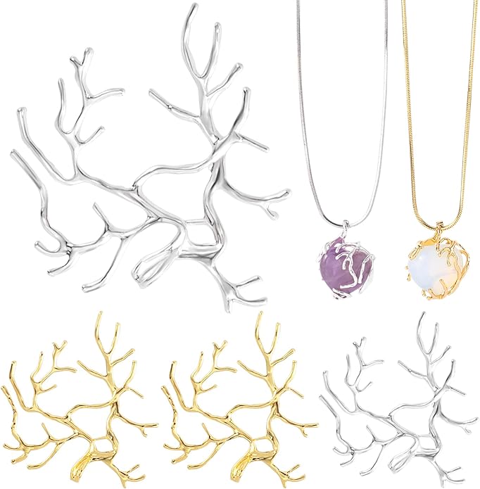 Branch Shape Blanks, Adjustable Claw Pendant Trays, Hypoallergenic Brass Branch Prong Pendant Bezels for Jewelry Making Bracelet Earrings Necklace DIY Crafts
