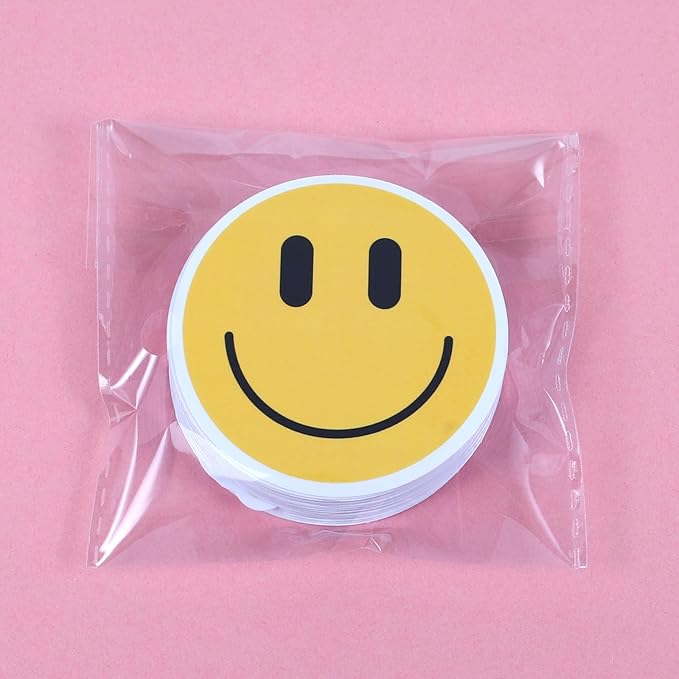 wercokt 50pcs smiling stickers, cute water bottle stickers for kids, for teaching rewards, notebooks, stationery, luggage, cartoon pvc happy stickers