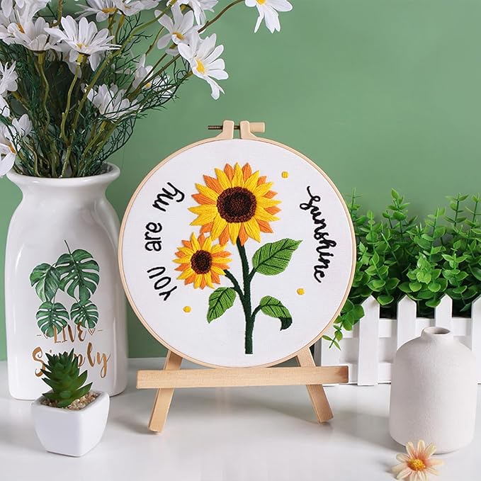 Louise Maelys Embroidery Kits for Beginners,Cross Stitch Kit for Adults,DIY Needlepoint with Sunflower Pattern-You are My Sunshine
