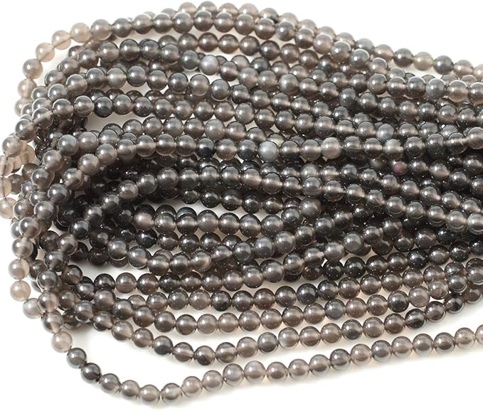 cheavian 60pcs 6mm natural ice obsidian gemstone round loose beads crystal energy stone healing power for diy jewelry making 1 strand 15"