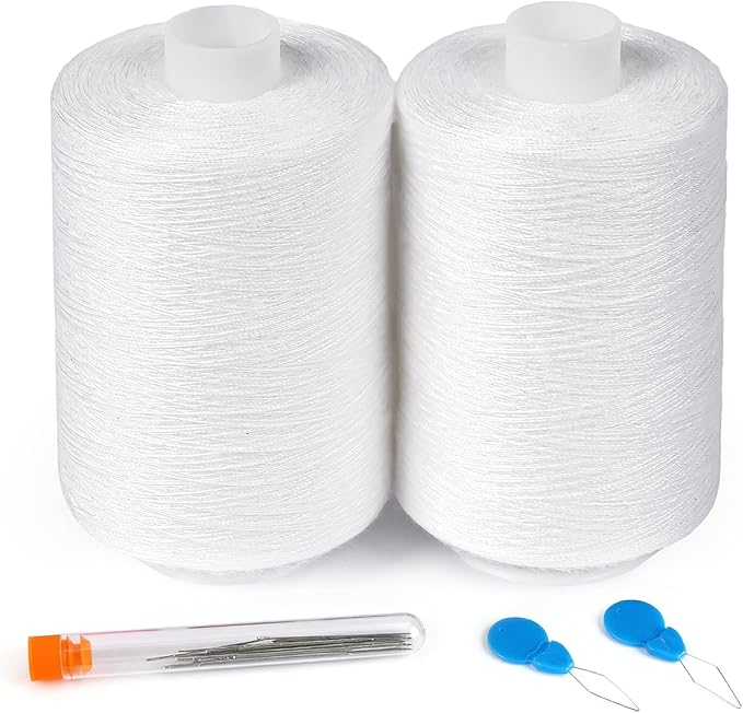 2PCS Thread - 1000Yard White All Purpose Sewing Machine Thread for Sewing